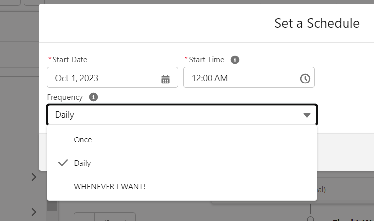 How to run a Salesforce scheduled flow monthly (or at any cadence)